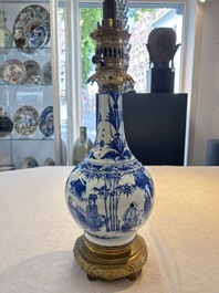 Two Chinese blue and white 'Wen Wang Fang Xian 文王訪賢' and 'Zhu Lin Qi Xian 竹林七賢' vases mounted as lamps, Transitional period