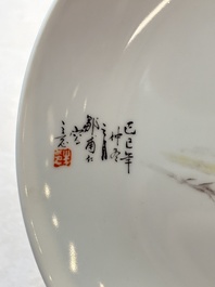 Five Chinese polychrome plates, signed Zou Furen 邹甫仁, dated 1989