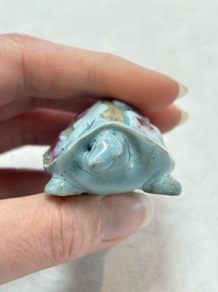 A Chinese jun-type purple-splashed model of a turtle, 17/18th C.