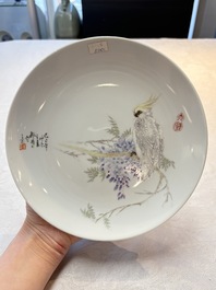 Five Chinese polychrome plates, signed Zou Furen 邹甫仁, dated 1989