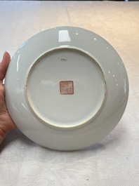 Five Chinese polychrome plates, signed Zou Furen 邹甫仁, dated 1989