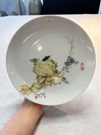 Five Chinese polychrome plates, signed Zou Furen 邹甫仁, dated 1989