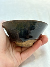 Three Chinese Jian 'hare fur' tea bowls, Song/Yuan
