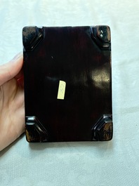 A Chinese wucai covered box, a blue and white ewer, a famille rose covered box and a plate, Wanli, Kangxi and Guangxu mark, 19/20th C.