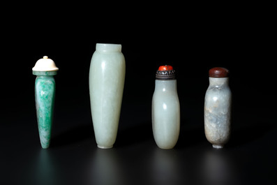 Seven Chinese jade and jadeite snuff bottles, 19th C.