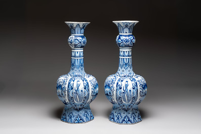 A pair of monumental blue and white Delftware vases, Desvres, ca. 1900