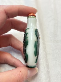 A diverse group of four Chinese snuff bottles, one with Qianlong mark, 19th C.