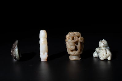Four Chinese jade carvings, 19th C.