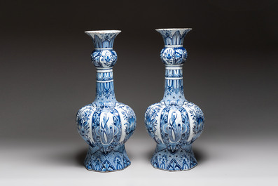 A pair of monumental blue and white Delftware vases, Desvres, ca. 1900
