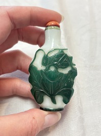 A diverse group of four Chinese snuff bottles, one with Qianlong mark, 19th C.