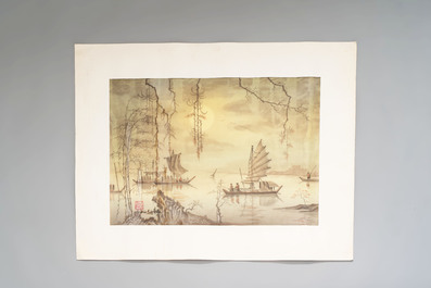 Bui Huy Hieu (1937-2006): 'Chua Thay' and 'Qua Rung Phong Lan', ink and colour on silk, 20th C.