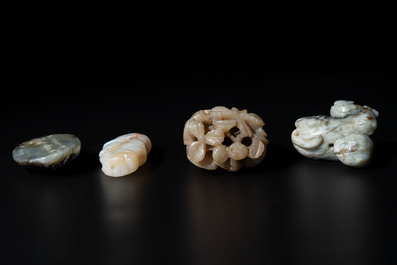 Four Chinese jade carvings, 19th C.