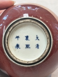 Five Chinese monochrome wares, Kangxi, Yongzheng and Qianlong mark, 19th C.