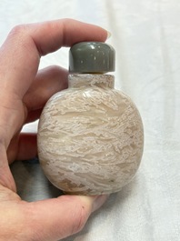 A diverse group of four Chinese snuff bottles, one with Qianlong mark, 19th C.