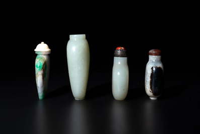 Seven Chinese jade and jadeite snuff bottles, 19th C.