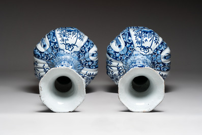 A pair of monumental blue and white Delftware vases, Desvres, ca. 1900