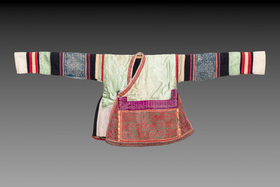 Three Chinese 'Miao' jackets and a pocket, 20th C.