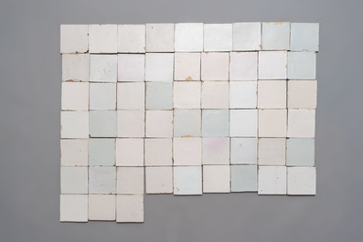 138 plain white Dutch Delft tiles, 18/19th C.