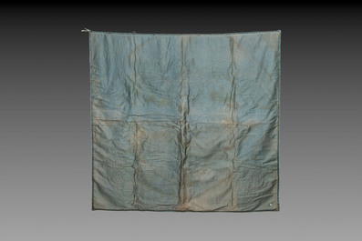 A rare and fine Ottoman oil-painted and embroidered silk panel depicting Basi Bozuic, 18/19th C.