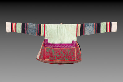 Three Chinese 'Miao' jackets and a pocket, 20th C.