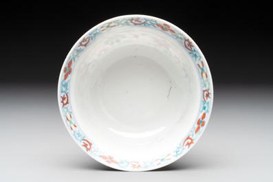 A Chinese doucai 'flower scroll' bowl, Yongzheng mark, 19/20th C.