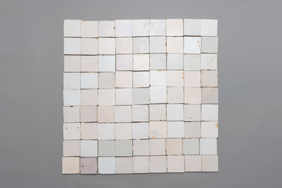 138 plain white Dutch Delft tiles, 18/19th C.