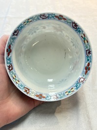 A Chinese doucai 'flower scroll' bowl, Yongzheng mark, 19/20th C.