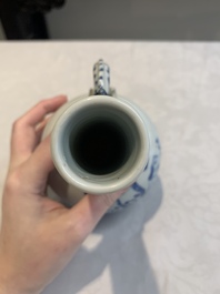 A pair of Chinese blue and white wine jugs with a chilong-form handle, possibly for the Vietnamese market, 19th C.