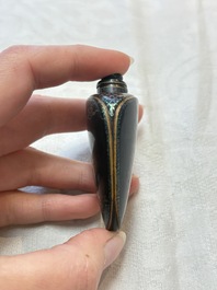 A Chinese lacquered and mother-of-pearl-inlaid 'Chang'e 嫦娥' snuff bottle, Qianlong mark and of the period