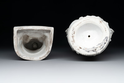 Four Chinese Dehua blanc de Chine figures, He Chaozong 何朝宗 mark, 20th C.