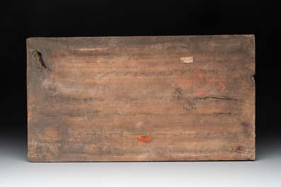 Six Chinese gilt and lacquered wooden panels, 19th C.