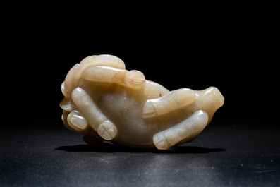 A Chinese jade 'boy on a buffalo' group, Qing