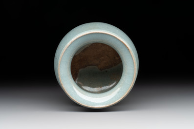 A small Chinese blue-glazed 'jun' tripod censer, Jin/Yuan