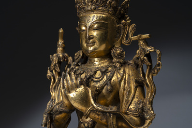 An extremely rare and fine Chinese gilt-bronze Buddha, inscribed 大明正統己未金川比丘昌靜捐資命工造, Zhengtong mark and of the period, dated 1439