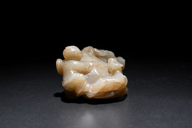 A Chinese jade 'boy on a buffalo' group, Qing