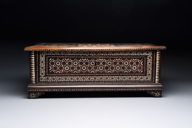 A Mudejar-style bone-inlaid wooden 'chess board' box, Spain, 17th C.