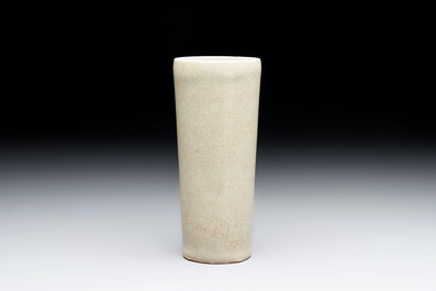 A rare Chinese Longquan celadon cylindrical vase, Southern Song