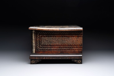 A Mudejar-style bone-inlaid wooden 'chess board' box, Spain, 17th C.