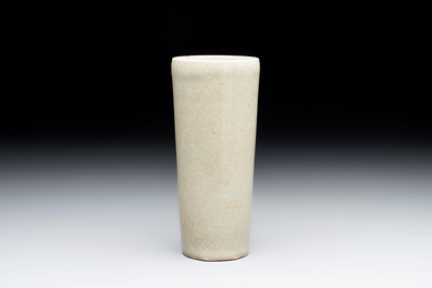 A rare Chinese Longquan celadon cylindrical vase, Southern Song