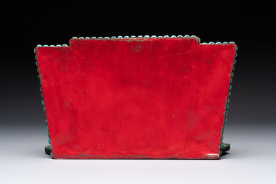 A fine large Nepalese red coral and precious stone-inset brass and silver filigree 'Bhairava' mask, 19th C.