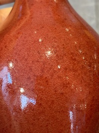 A Chinese copper-red-glazed vase, Xuande mark, 18/19th C.
