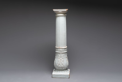 An unusual white-glazed faience column, Germany, 18th C.