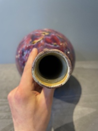 A Chinese flamb&eacute;-glazed bottle vase, 19th C.