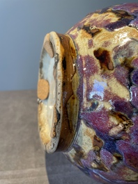 A Chinese flamb&eacute;-glazed bottle vase, 19th C.