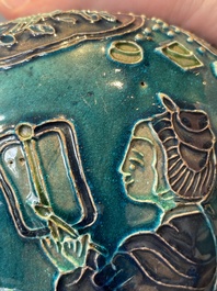 A fine Chinese Fahua 'meiping' vase with figural design, Ming