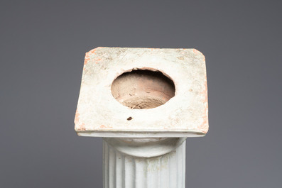 An unusual white-glazed faience column, Germany, 18th C.