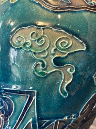 A fine Chinese Fahua 'meiping' vase with figural design, Ming