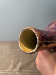 A Chinese flamb&eacute;-glazed bottle vase, 19th C.