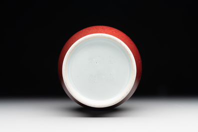 A Chinese copper-red-glazed vase, Xuande mark, 18/19th C.