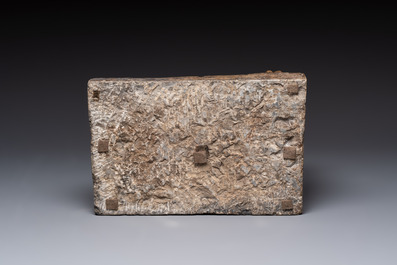 A large Chinese 'Buddhist lion' ink stone, Ming
